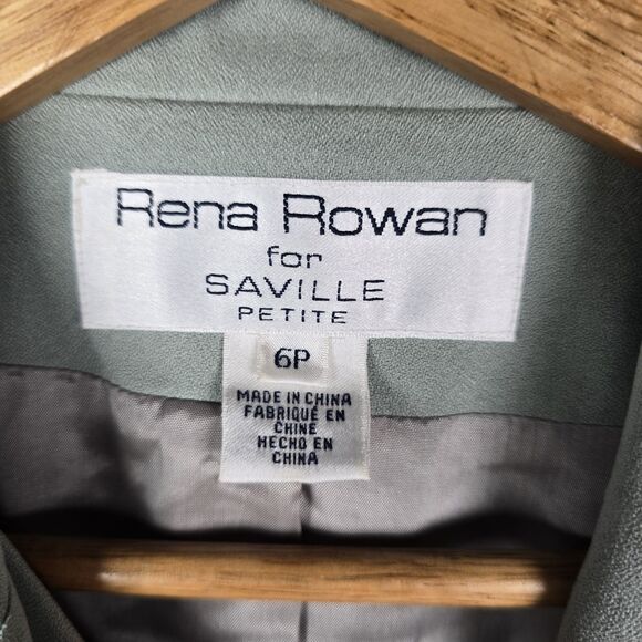 Rena Rowan Womens Silk Blazer Jacket 6P Green Double Breasted Classic Trendy - Picture 3 of 14